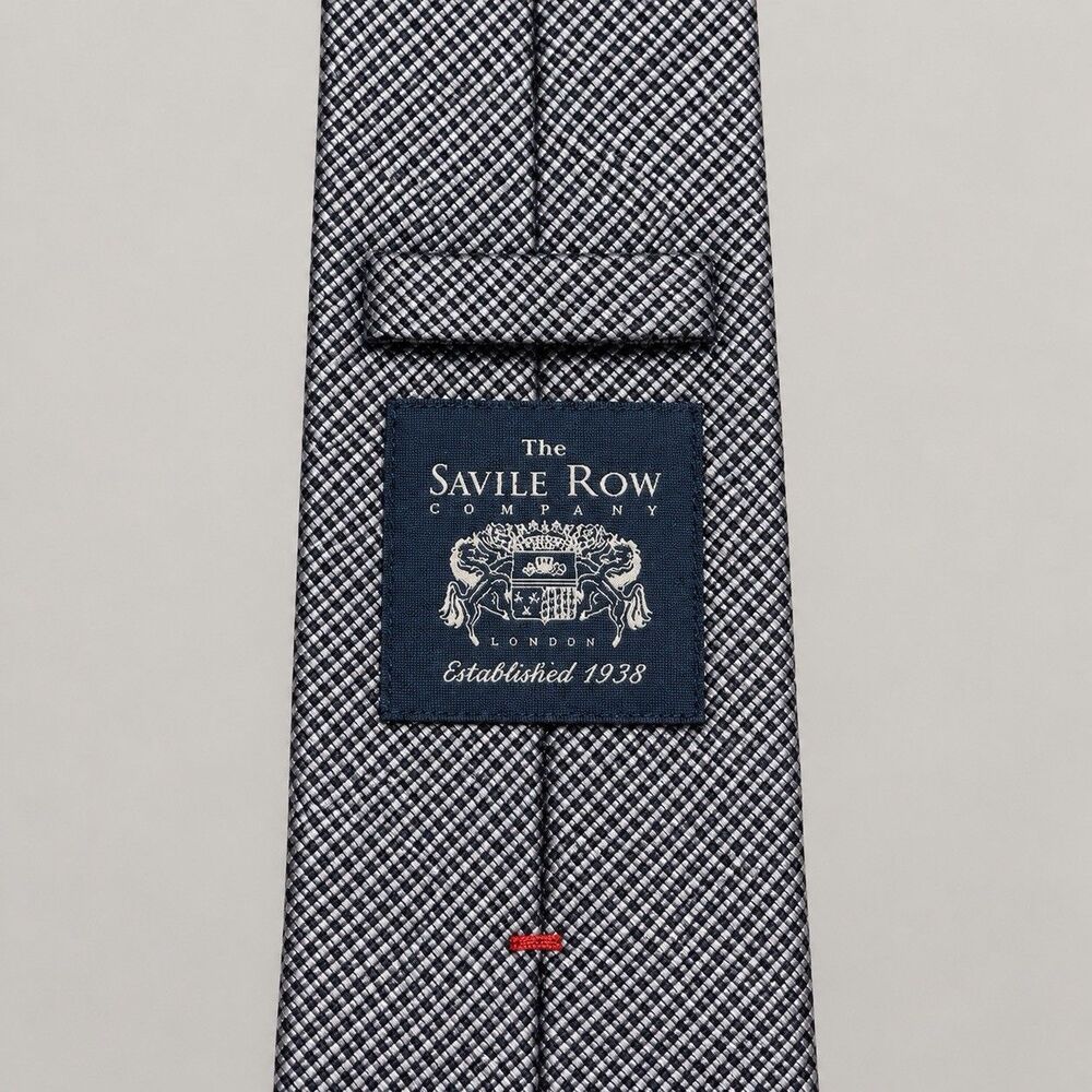 Savile Row Company Men’s Tie Black Silver Gray Micro Check Woven Necktie